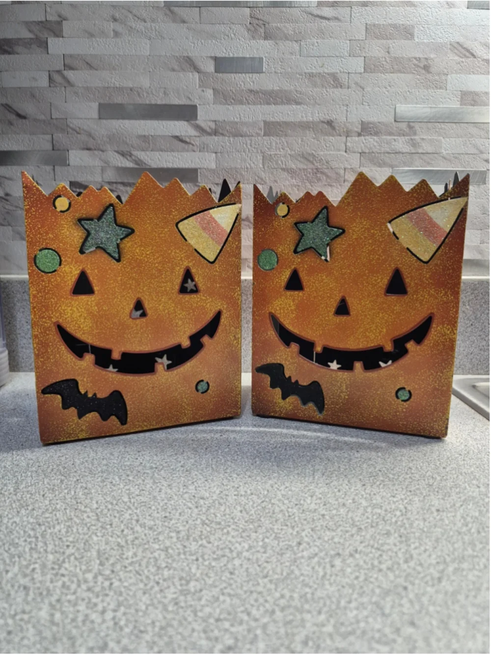 Kohls Halloween Pumpkin Metal Lantern Decor Set, Orange/Black